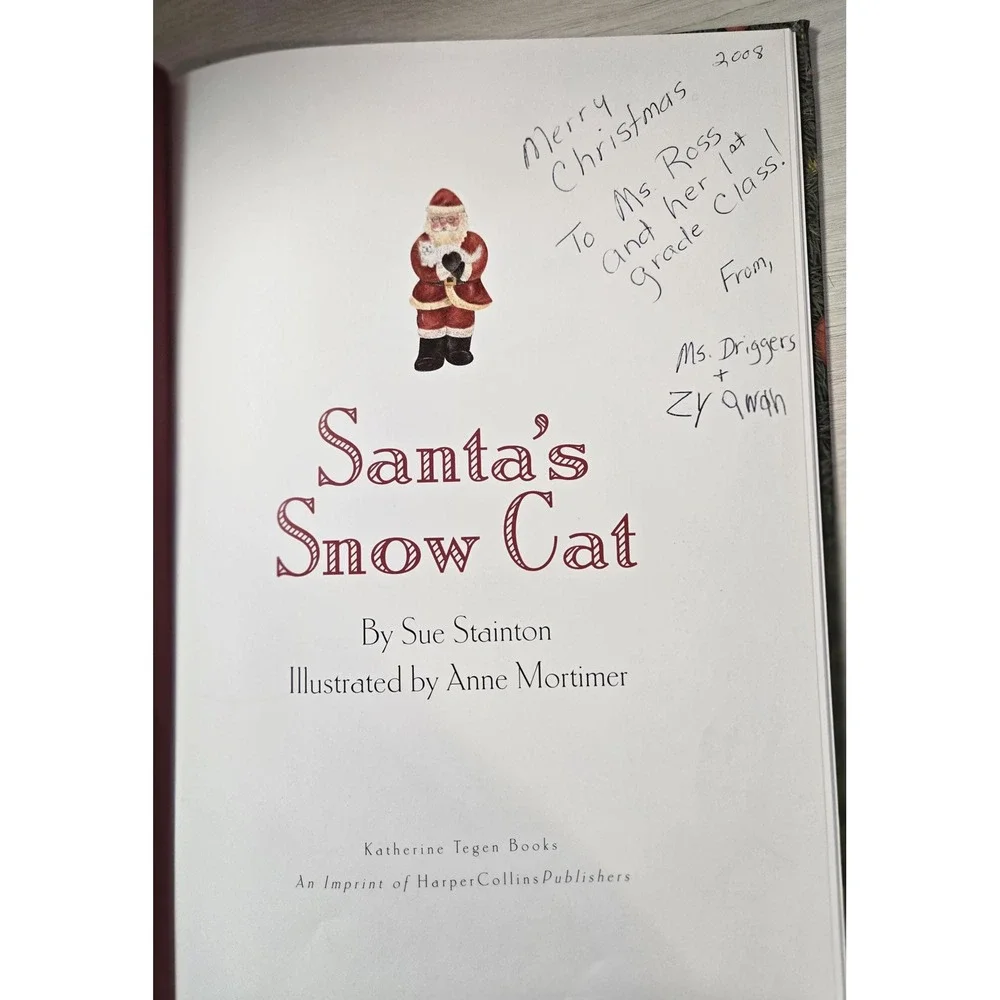 Vintage Santas Snow Cat hardcover paper white Persian cat NYC‎ Christmas Eve